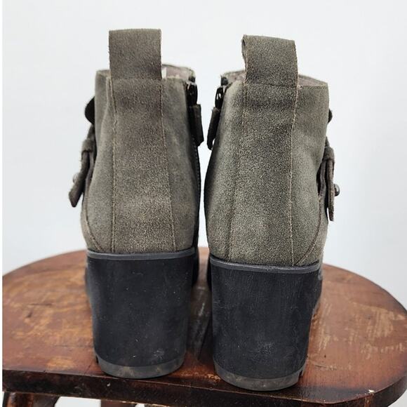 Eileen Fisher Women's Tinker Ankle Green Suede Booties‎ Size 7.5 Wedge Boot - Picture 5 of 6